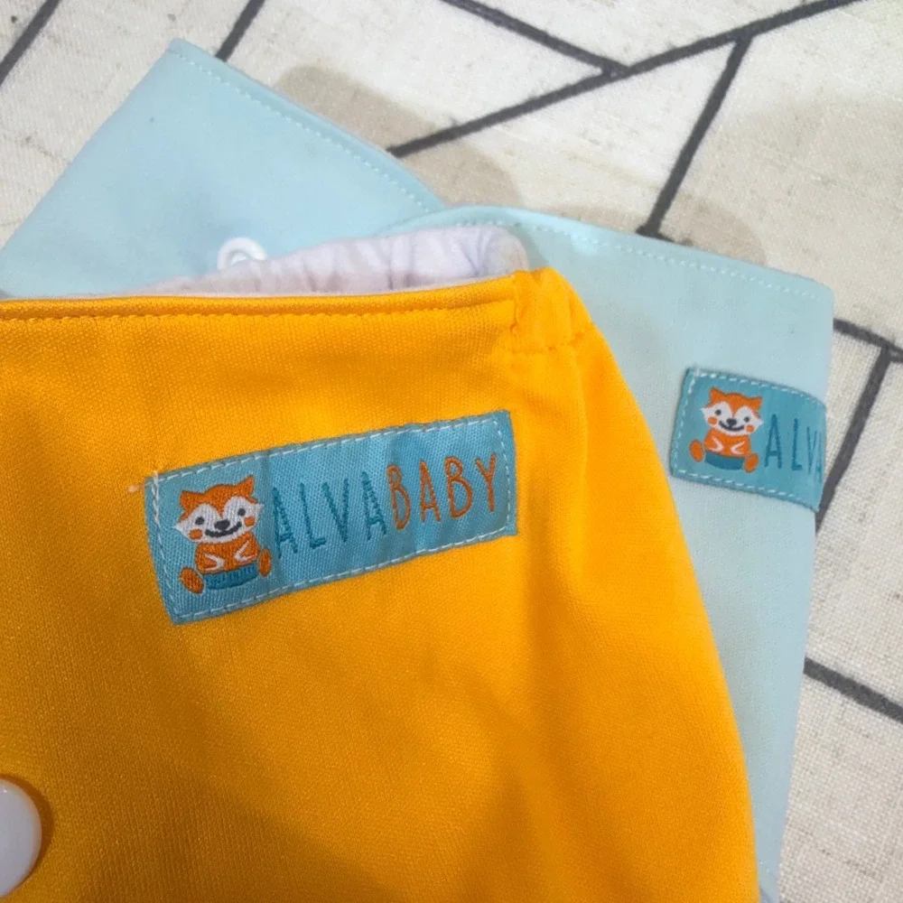 AlvaBaby Cloth Diapers OS Multicolor 5 Pack Adjustable Pocket Snaps NO LINERS‎